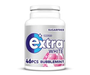 Wrigley's Extra White Chewing Gum, Bubblemint Flavour, 46 pieces, Sugar Free Chewing Gum Bottle with Xylitol