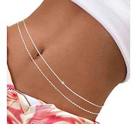 Wriidy 18K Gold Plated Beaded Body Chain for Women Shiny Belly Chain Beach Accessories for Girls, Small, Non-Precious Metal, Free from gemstones