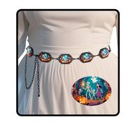Wriidy Halloween Waist Chain Star Moon Witch Pumpkin Body Chain Ghost Belly Chain Waist Jewelry for Costume Cosplay Causal, 49 inches, Non-Precious Metal, No Gemstone