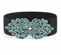 Wriidy Rhinestone Stretch Belt Wide Red Dress Belt Women Green Elastic Belts Dressy Waist Jewelry Accessories for Girls, Green, XL