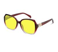 Wrimen Night Driving Glasses, Night Vision Glasses, Women, for Drivers, Polarised, Large, XL, Yellow Glasses with Oversized Frame, Anti-Glare, Oversized Night Sight Night Glasses, F-red
