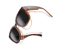Wrimen Square Sunglasses Over Glasses for Driving,Dark leopard print gray