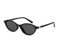 Wrimen Women's Polarised Oval Retro UV400 Protection Fashion Glasses Vintage Slim Classic Trendy Sunglasses Woman, A-Black