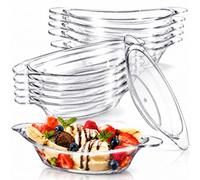 WRINGKIT 12 Pack Reusable Banana Split Boats, 180ml / 6 Oz Acrylic Ice Cream Sundae Serving Dish, Reusable Clear Dishware Bowl Serving Plates for Fruits, Dessert, Yogurt, Brownies, Salad, Snack