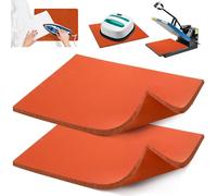 WRINGKIT 2 Pack Silicone Heat Press Mat, 15 x 12 Inch, 0.34 Inch Thickend | Washable Heat Press Pad, Double Sided Transfer Sheet for Vinyl Ironing Insulation Transfer Crafting, T Shirt Iron, Red