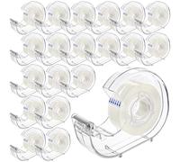 WRINGKIT 20 Pack Clear Tape with Dispenser, Refillable Tape Dispenser with Tape18mm x 25m, Office Tape Rolls with Dispenser Bulk, Transparent Tape Refills for Gift Wrapping, Crafting, School