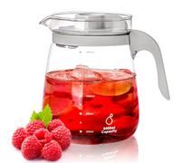 WRINGKIT Glass Water Pitcher, 1.8L / 64 Oz Iced Tea Pitcher Carafe with Lid, Half Gallon Heat Resistant Juice Jug with Precise Scale Line, Great for Sun Tea, Lemonade, Iced Coffee, Milk