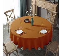 Wrinkle-Free Cotton Linen Round Tablecloth, 250cm Orange Dining Cover for Kitchen, Restaurant & Buffet Tabletop Decoration, & Elegant Home Essential