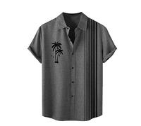 Wrinkle Free Shirt with Pocket Mens Bowling Shirt 50s Retro Vintage Hawaiian Shirts Cocktail Oversized Stretch Shirts Men's Hawaiian Shirts Vintage Map Chest Pocket Short JANUK40430HOT0086