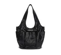 Wrinkled Two-Pocket Shoulder Tote Bag, Korean Commute Underarm Bag, Multi-Compartment Organizer Insert Compatible with Tote Bags (black)
