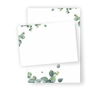 WRIOL Eucalyptus Letter Paper DIN A5 - 20 Sheets & 10 Envelopes - White with Eucalyptus Motif - Classic Style