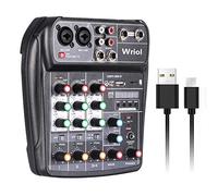 WRIOL Low-Noise 4-channel Audio Mixer USB DJ Console with Sound Card for PC/Mobile Connects, with Sound Effects, 48V Phantom Power Supply, for Stage Tuning, Home Studio or Live Applications
