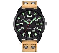Wrist Analog Business Watches Watch Date Casual Men's Quartz Leather Men's Watch Land Watches for Men (E, One Size)