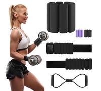 Wrist and Ankle Weights for Men & Women - Adjustable 1LB Weighted Training for Hands & Feet & Leg with Resistance Bands for Pilates, Strength, Running, Dancing, Yoga and Fitness (Black/2Pcs/2LB)