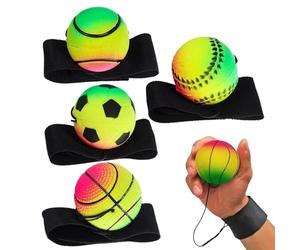 Wrist Ball - 4-Piece Rebound Ball on a String with Retractable Wristband | Hand and Forearm Strengthener Sports Accessory for Workout, Exercise, Fitness Training, Outdoor, Indoor Gym, Home, Backyard