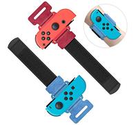 Wrist Bands for Just Dance 2026 2025 2024 2023 2022 2021 2020 for Switch & OLED Model, Comfortable Adjustable Elastic Strap for Switch Controller, Two Size for Adults and Children, 2 Pack (Red & Blue)