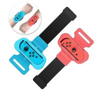 Wrist Bands for Just Dance 2026 2025 2024 2023 2022 2021 and for Zumba Burn It Up -Upgraded Adjustable Elastic Straps for Switch & Switch OLED Dance, 2 Pack Armbands for Adults and Kids (Red & Blue)