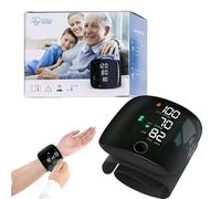 Wrist Blood Pressure Monitor, Rechargeable LED Touch Screen Blood Pressure Machine, Adjustable Cuff, Voice Guidance, Memory Function, Portable Travel Case for Adult Elder at Home and Travel Use, Black