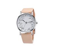Wrist Cat Leather Quartz Analog Watch Design Alloy Men's Watch Prw2500 (Beige, One Size)