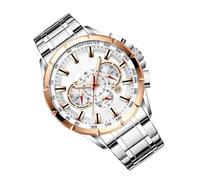 Wrist Chronograph - Analog Dress Timepiece, Classic Metal Linkage, Precise Movement, Sub Timing Function, Executive Apparel Accessories, Polished Silver Stainless Steel