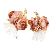 Wrist Corsage & Boutonniere set for Wedding Vintage Peony Bride Groom Bridesmaid Groomsmen Mother Father Sister Flower Girl Brother Wrist Flower Lapel Pin for Prom, Homecoming, Quinceanera (Cors