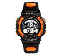 Wrist LED Watch Boy's Alarm Mens Quartz Date Sports Digital Sport Watch Wrist Watch Without A Phone (Orange, One Size)