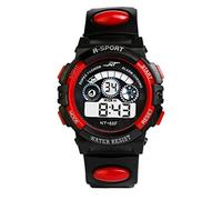 Wrist LED Watch Boy's Alarm Mens Quartz Date Sports Digital Sport Watch Wrist Watch Without A Phone (Red, One Size)
