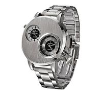 Wrist Quartz Mens Date Sport Analog Stainless Watch Men's Watch Referee Stopwatch (Silver, One Size)