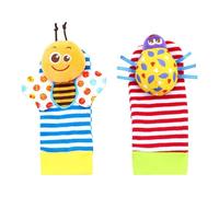 Wrist Rattles - Baby Arm Strap, Plush Foot Wrap | Soft Animal Sound Socks Rattle Toy Set for Kids Girls Boys, Strap Bands for Early Development, Birthday Gift for Child Sensory Playtime