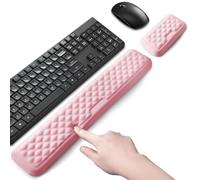 Wrist Rest for Keyboard and Mouse, Memory Foam Pad for Laptop, Ergonomic Cushion for Typing and Pain Relief, Gaming at Home, Office, Pink