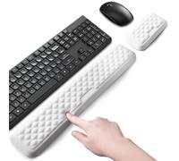 Wrist Rest for Keyboard and Mouse, Memory Foam Pad for Laptop, Ergonomic Typing Pain Relief Cushion for Home Office Gaming (White)