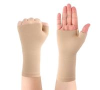 Wrist Thumb Support Gloves for Arthritis Carpal Tunnel Sprain Strain Tendonitis Recovery Women Men Injury Care Brace Compression Hand Mitten for Sports Rock Climbing Joint Pain Relief (Beige, L)