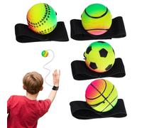 Wrist Trainer Ball | 4-Piece Wrist Rebound Ball on A String,Retractable Wristband Strengthener Sports Accessories for Workout Exercise Outdoor Fitness Indoor Gym Home Backyard Family