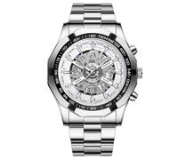 Wrist Watch for Boys Business Quartz Watch for Men Metallic Craftsmanship High Tech Transparent Dial Sapphire Like Crystal Skeleton Design Modern Aesthetic Function Quartz (H, 10X10CM)