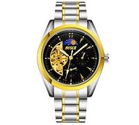 Wrist Watches,Steel Belt Hollow Tourbillon Automatic Mechanical Watch Star Through The Bottom Waterproof Sun Phase Watch Steel Belt Mechanical Black Surface