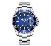 Wrist Watches,Water Ghost Watch Men's Mechanical Watch Steel Strip Waterproof Automatic Watch, White Shell Blue Face