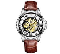 Wrist Watches,Waterproof Hollow Through The Bottom Leather Strap Automatic Mechanical Watch Fashion Net Red Watch, White
