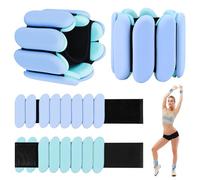 Wrist Weights - 1 Pair (1 lb Each) | Adjustable Wearable Wrist Ankle Weights, Silicone Wrist Bangles Leg and Arm Weights for Women | Yoga, Dance, Pilates, Swimming, Walking and Gym (Blue)