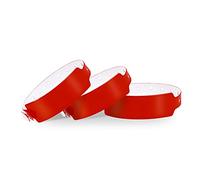 WRISTALL Plastic Wristbands, 100 Pack - Red, Wide Face Type, Waterproof, for Events, Custom Wristbands, Arm Bands, Concerts
