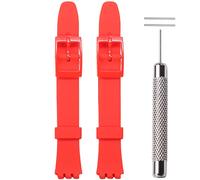 WRISTARMOR 12mm Silicone Strap Replacement for Swatch LL118/LB153/LN153/LB170E/LK396/LK390/LK354D/LP159/LW167/LL123 Women's Lady Silcone Strap Sweatproof Pin Buckle Watch Band with Tool(Red)
