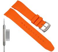WRISTARMOR 23mm Silicone Watchband Compatible with Citizen Men's Eco-Drive Weekender Sport Strap AW1158-05L AW1150-07E Curved End Replacement Bracelet, Orange band Steel buckle, One Size