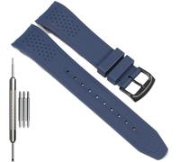 WRISTARMOR 23mm Silicone Watchband Compatible with Citizen Men's Eco-Drive Weekender Sport Strap AW1158-05L AW1150-07E Curved End Replacement Bracelet, Blue band Black buckle, One Size