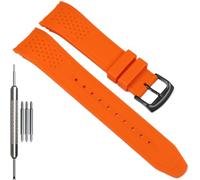WRISTARMOR 23mm Silicone Watchband Compatible with Citizen Men's Eco-Drive Weekender Sport Strap AW1158-05L AW1150-07E Curved End Replacement Bracelet, Orange band Black buckle, One Size