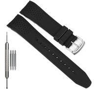 WRISTARMOR 23mm Silicone Watchband Compatible with Citizen Men's Eco-Drive Weekender Sport Strap AW1158-05L AW1150-07E Curved End Replacement Bracelet, Black band Steel buckle, One Size