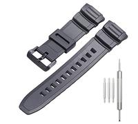 WRISTARMOR Resin Replacement Band Compatible with Casio MCW-100H MCW-110H MCW100H-1A2V WS-220 WS220-1BV HDD-S100 Watch Strap
