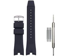 WRISTARMOR Rubber Strap compatible with Citizen AW1475 1476 1477 CA4154 4155 Men Eco-Drive Wristwatch replacement Silicone watchband(Black Silver buckle)