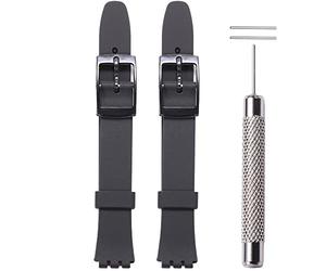 WRISTARMOR Silicone Replacement Strap Compatible with Swatch 12mm Series Women's Lady Strap Sweatproof Pin Buckle Watch Band(Black)