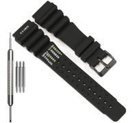 WRISTARMOR Soft Silicone Watchband Compatible with Citizen Promaster Dive Eco-Drive Sports Diver Strap 20mm 22mm 24mm Replacement Bracelet Watch Accessories, 24mm black buckle, One Size