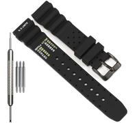 WRISTARMOR Soft Silicone Watchband Compatible with Citizen Promaster Dive Eco-Drive Sports Diver Strap 20mm 22mm 24mm Replacement Bracelet Watch Accessories (20mm black buckle)