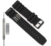 WRISTARMOR Soft Silicone Watchband Compatible with Citizen Promaster Dive Eco-Drive Sports Diver Strap 20mm 22mm 24mm Replacement Bracelet Watch Accessories, 22mm black buckle, One Size